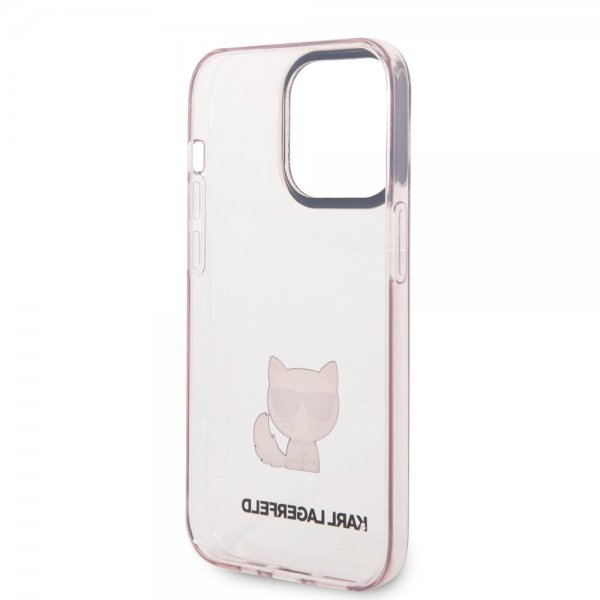 Karl Lagerfeld iPhone 14 Pro Cover Printed Choupette Transparent Rosa