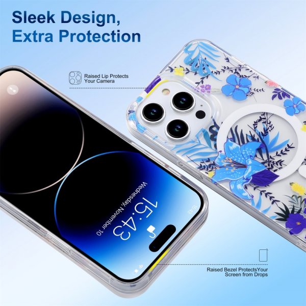 iPhone 14 Pro Cover Spring Series MagSafe Gule Blomster