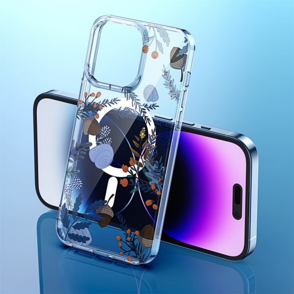 iPhone 14 Pro Cover Spring Series MagSafe Lilla Blomster