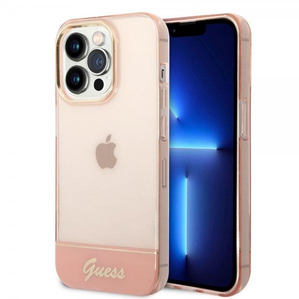 Guess iPhone 14 Pro Cover Translucent Rosa