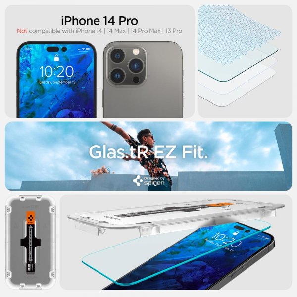 Spigen iPhone 14 Pro Skærmbeskyttelse GLAS.tR EZ Fit 2-pak