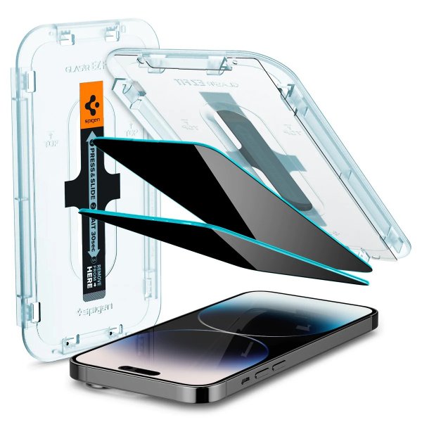 Spigen iPhone 14 Pro Skærmbeskyttelse GLAS.tR EZ Fit Privacy 2-pak