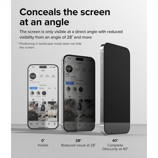 Ringke iPhone 14 Pro Skærmbeskyttelse Privacy Glass