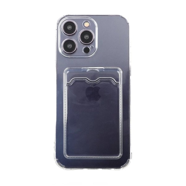 iPhone 14 Pro Cover Kortholder Stødsikkert Gennemsigtigt