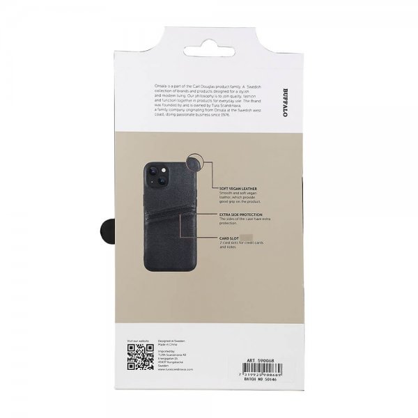Buffalo iPhone 13/14 Cover Backcover med Kortlommer Sort