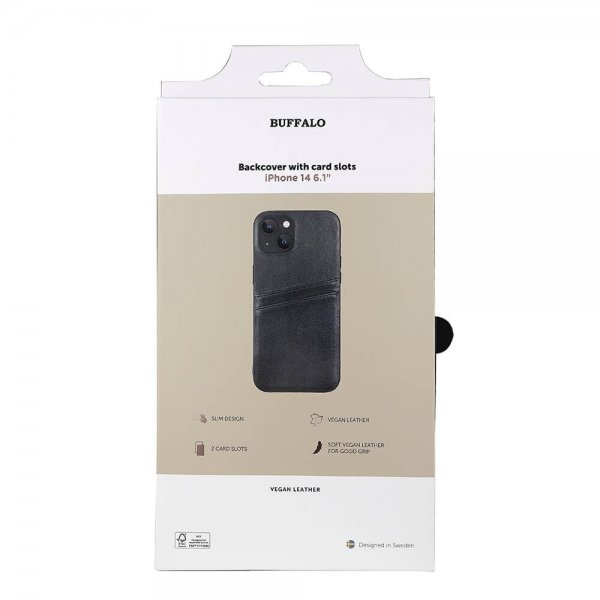 Buffalo iPhone 13/14 Cover Backcover med Kortlommer Sort