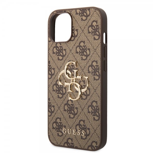 Guess iPhone 14 Cover Big Metal Logo Brun