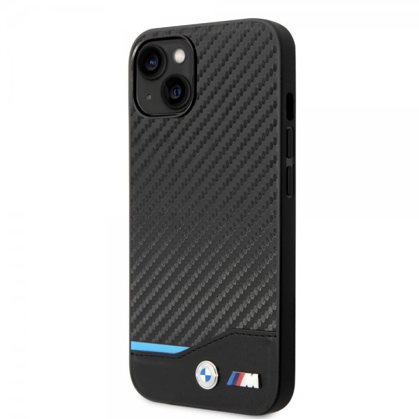 BMW iPhone 14 Cover Carbon Effect Printed Logo Sort