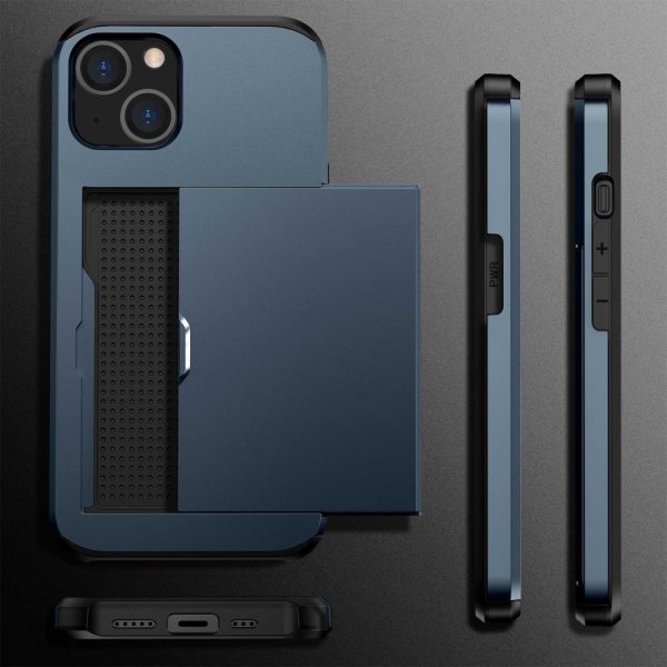 iPhone 14 Cover Card Slide Blå