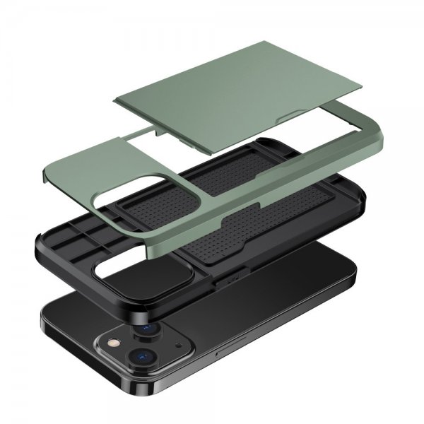 iPhone 14 Cover Card Slide Grøn