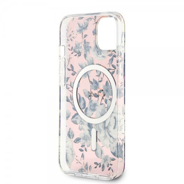 Guess iPhone 14 Cover Flower MagSafe Rosa