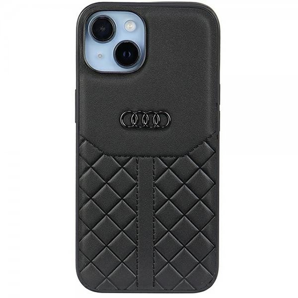 Audi iPhone 14 Cover Ægte Læder Etui Sort