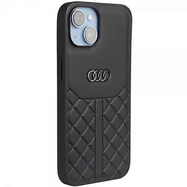 Audi iPhone 14 Cover Ægte Læder Etui Sort