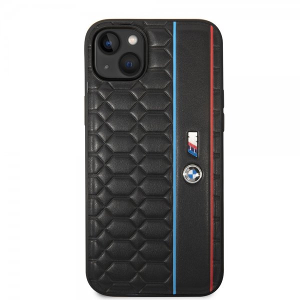 BMW iPhone 14 Cover Hexagonal Mønster Sort