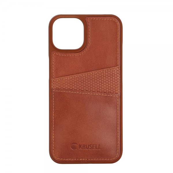 Krusell iPhone 14 Cover Leather CardCover Cognac