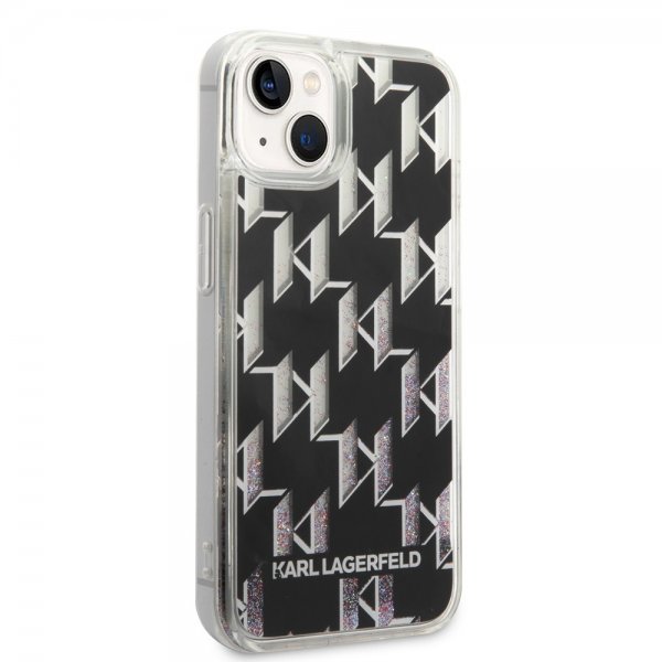Karl Lagerfeld iPhone 14 Cover Liquid Glitter Monogram Sort