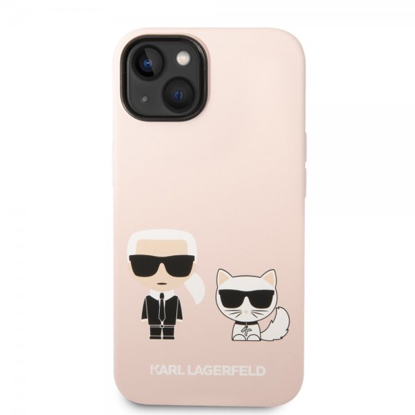 Karl Lagerfeld iPhone 14 Cover Liquid Silikone Karl & Choupette Rosa