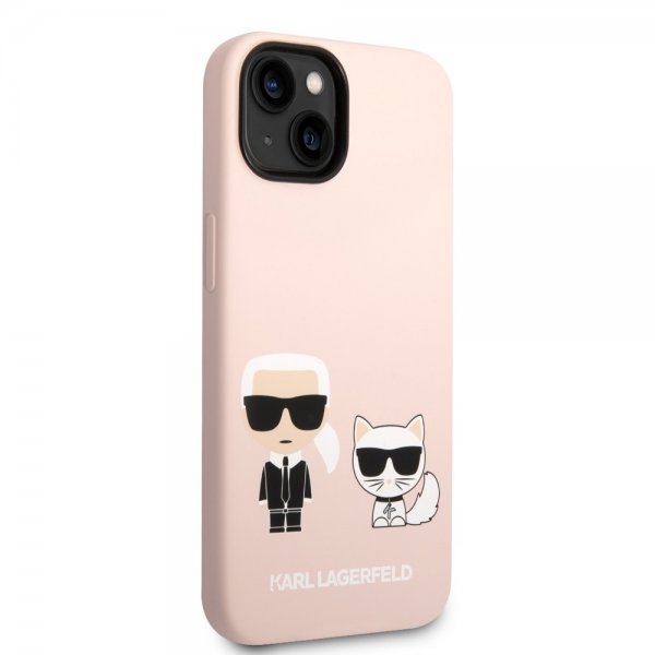 Karl Lagerfeld iPhone 14 Cover Liquid Silikone Karl & Choupette Rosa