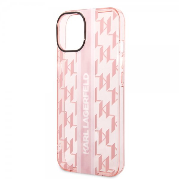 Karl Lagerfeld iPhone 14 Cover Monogram Vertical Stripe Rosa