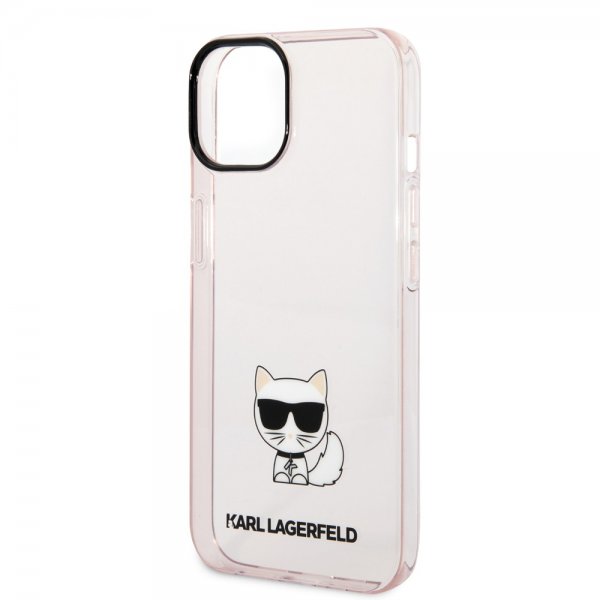 Karl Lagerfeld iPhone 14 Cover Printed Choupette Transparent Rosa
