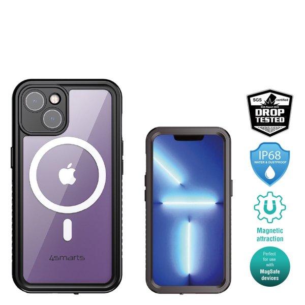 4smarts iPhone 14 Cover Robust Etui Kraftig MagSafe Sort