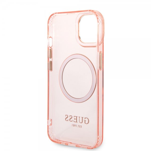 Guess iPhone 14 Cover Translucent MagSafe Rose