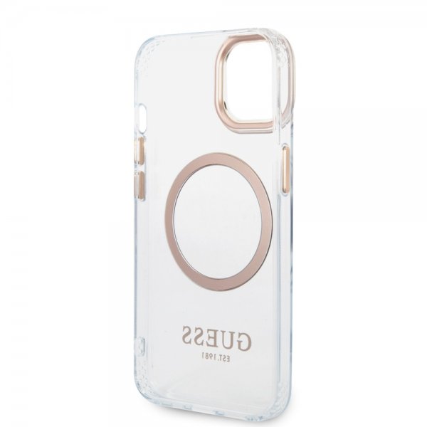 Guess iPhone 14 Cover Gennemsigtig MagSafe Guld Gennemsigtig