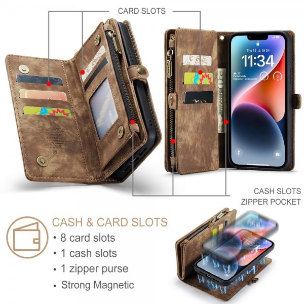 CaseMe iPhone 15 Cover 008 Series Aftageligt Cover Brun