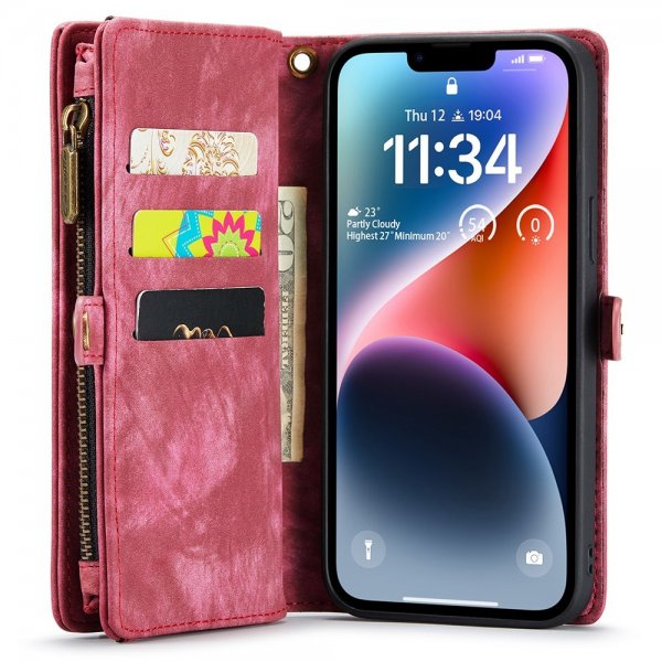 CaseMe iPhone 15 Etui 008 Series Aftagelig Cover Rød