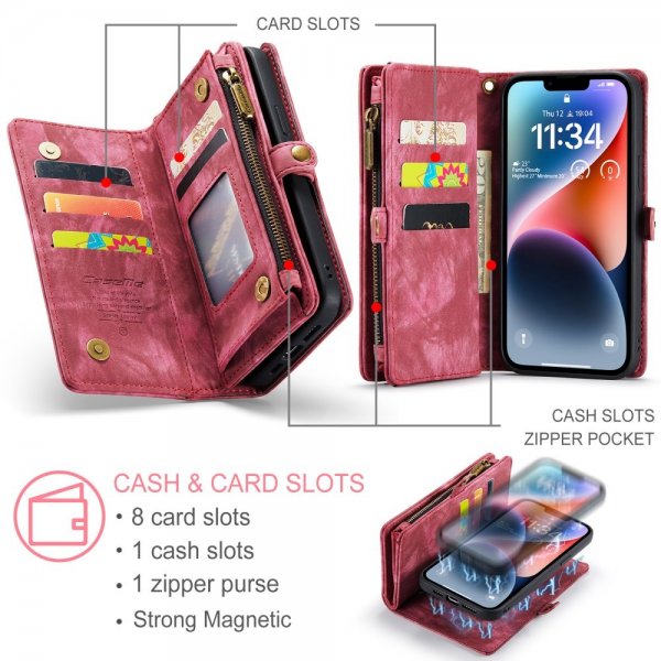 CaseMe iPhone 15 Etui 008 Series Aftagelig Cover Rød