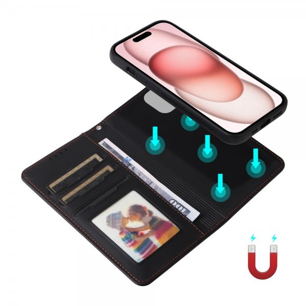 Betopnice iPhone 15 Cover med Aftageligt Cover 005 Sort