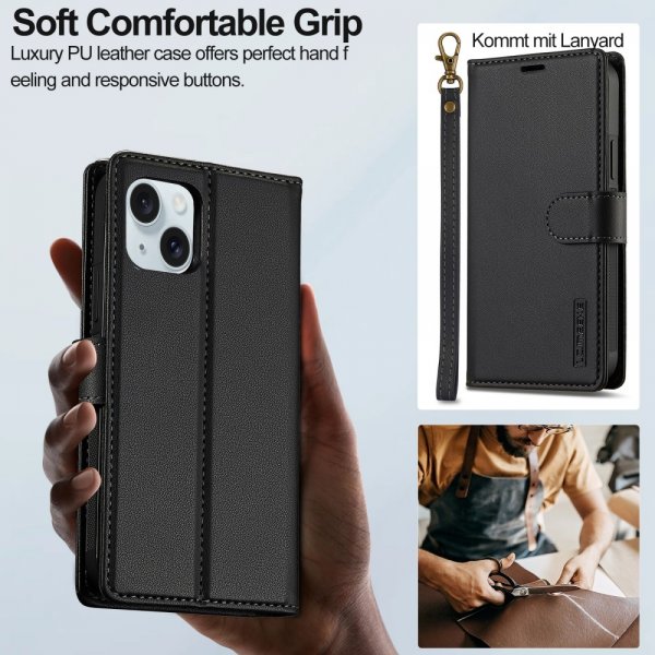 Lc.Imeeke iPhone 15 Cover med Aftageligt Cover L2 Series MagSafe Sort