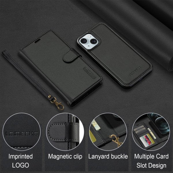 Lc.Imeeke iPhone 15 Cover med Aftageligt Cover L2 Series MagSafe Sort