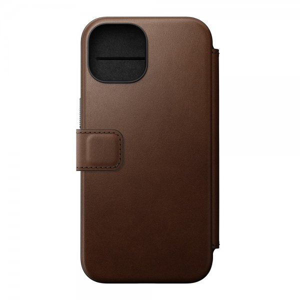 Nomad iPhone 15 Etui Modern Leather Folio Brun