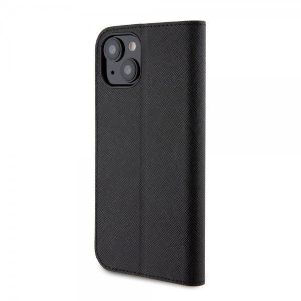 Karl Lagerfeld iPhone 15 Cover NFT Karl & Choupette Patch Saffiano Sort