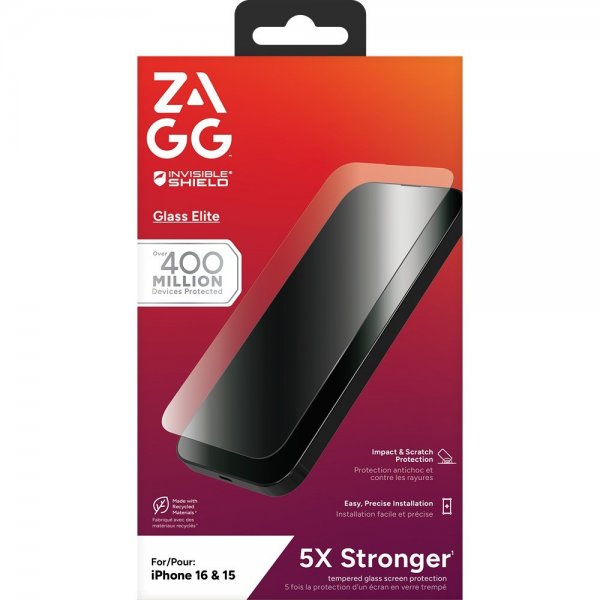 ZAGG InvisibleShield iPhone 15/iPhone 16 Skærmbeskyttelse Glass Elite