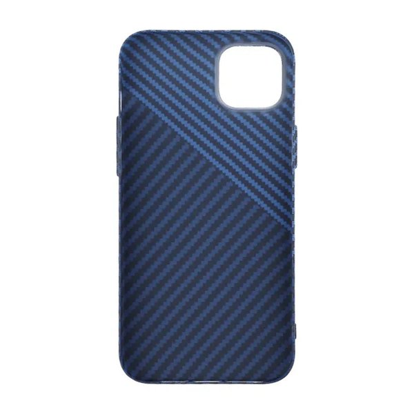 iPhone 15 Cover Kulfibermønster Blå Grå