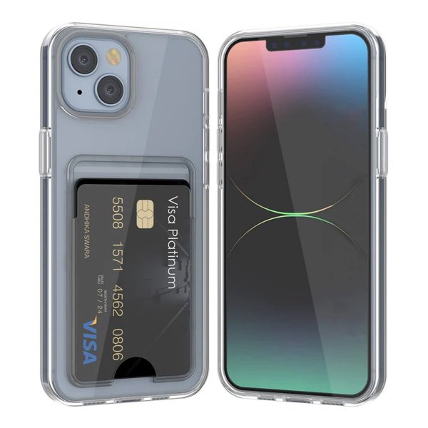 Rvelon iPhone 15 Cover Kortholder Transparent