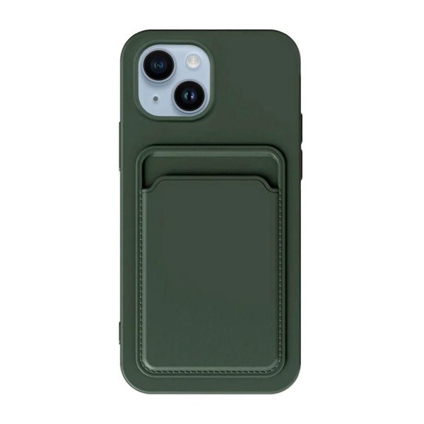 iPhone 15 Cover Kortholder Grøn