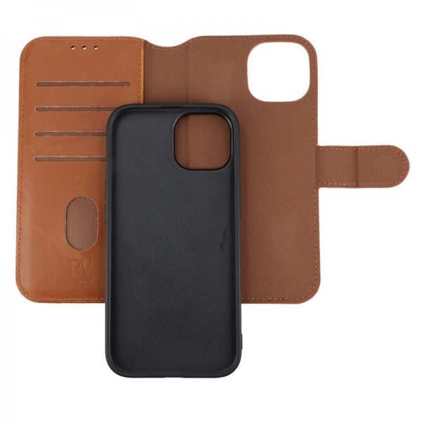 Rvelon iPhone 15 Etui Magnetisk Aftagelig Skal Brun