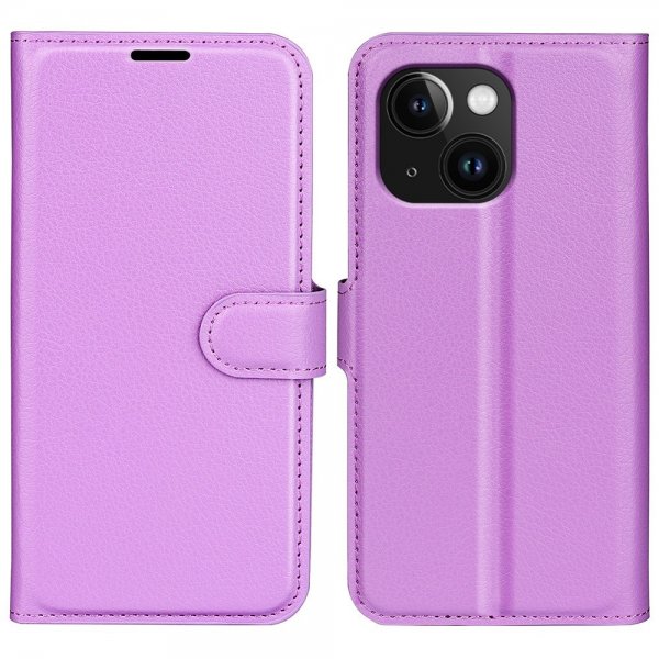 iPhone 15 Plus Cover Litchi Lilla