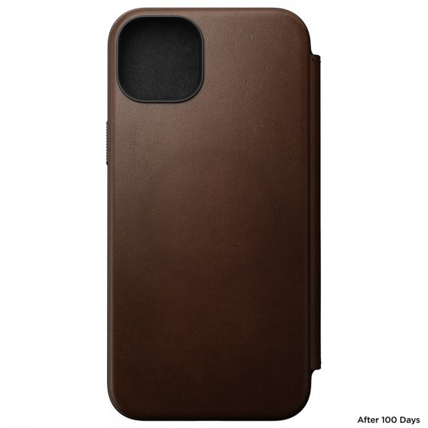 Nomad iPhone 15 Plus Cover Modern Leather Folio Brun