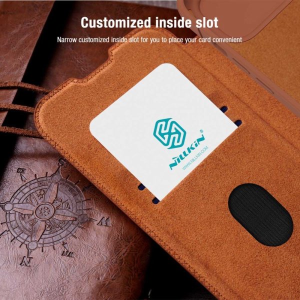 Nillkin iPhone 15 Plus Etui Qin Pro Series Rød