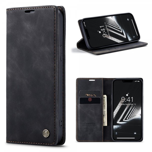 CaseMe iPhone 15 Plus Etui Retro Flip Sort