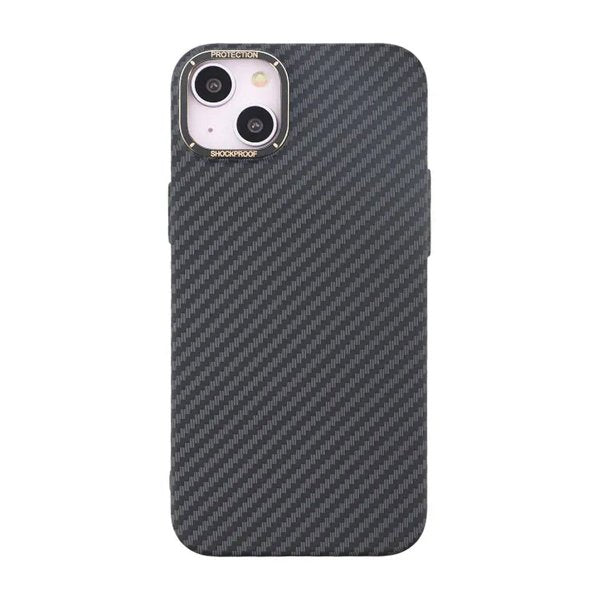 iPhone 15 Plus Cover Kulfibermønster Sort