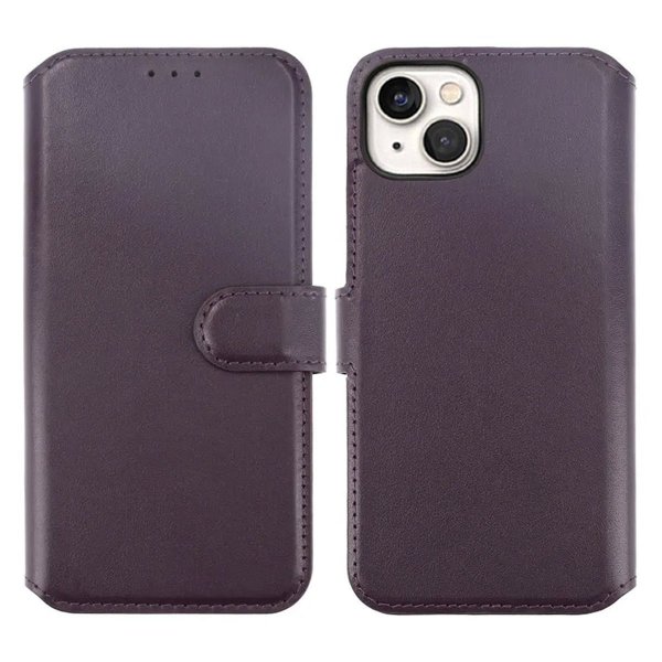 Rvelon iPhone 15 Plus Etui Ægte Læder Lilla