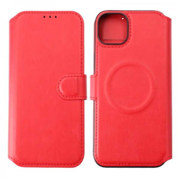 Rvelon iPhone 15 Plus Cover 4 Kortlommer MagSafe Rød