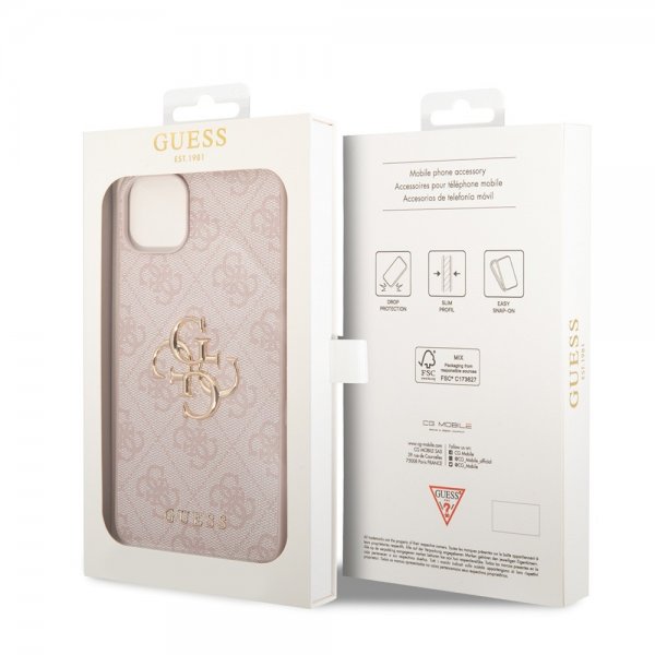 Guess iPhone 15 Plus Cover 4G Logo Rosa