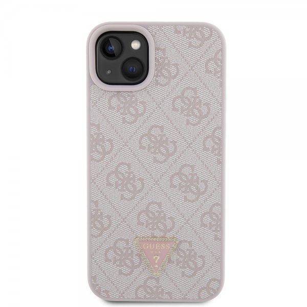 Guess iPhone 15 Plus Cover 4G Metal Triangle Strass Rosa