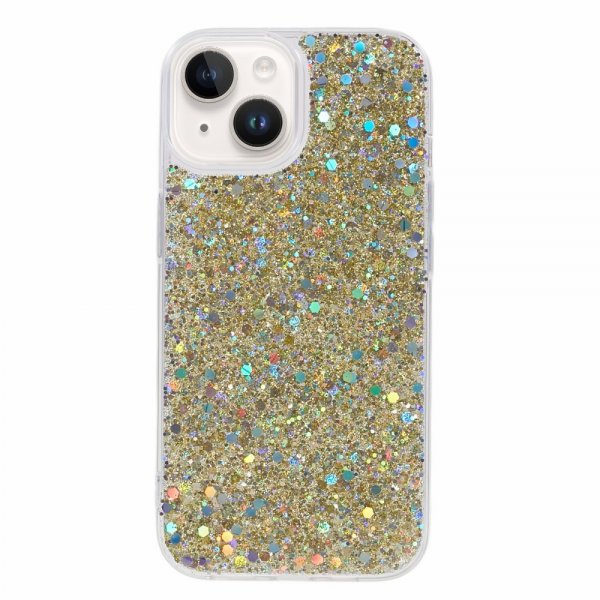 iPhone 15 Plus Cover Glimmerpailletter Guld